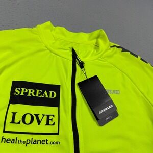 Arsuxeo Mens Cycling Jersey Neon‎ Yellow Black Spread Love Heal The Planet M
